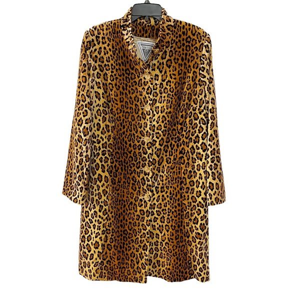 Vintage Marvin Richards Animal Printed Velvet Long Duster Trench Coat USA - Picture 4 of 9